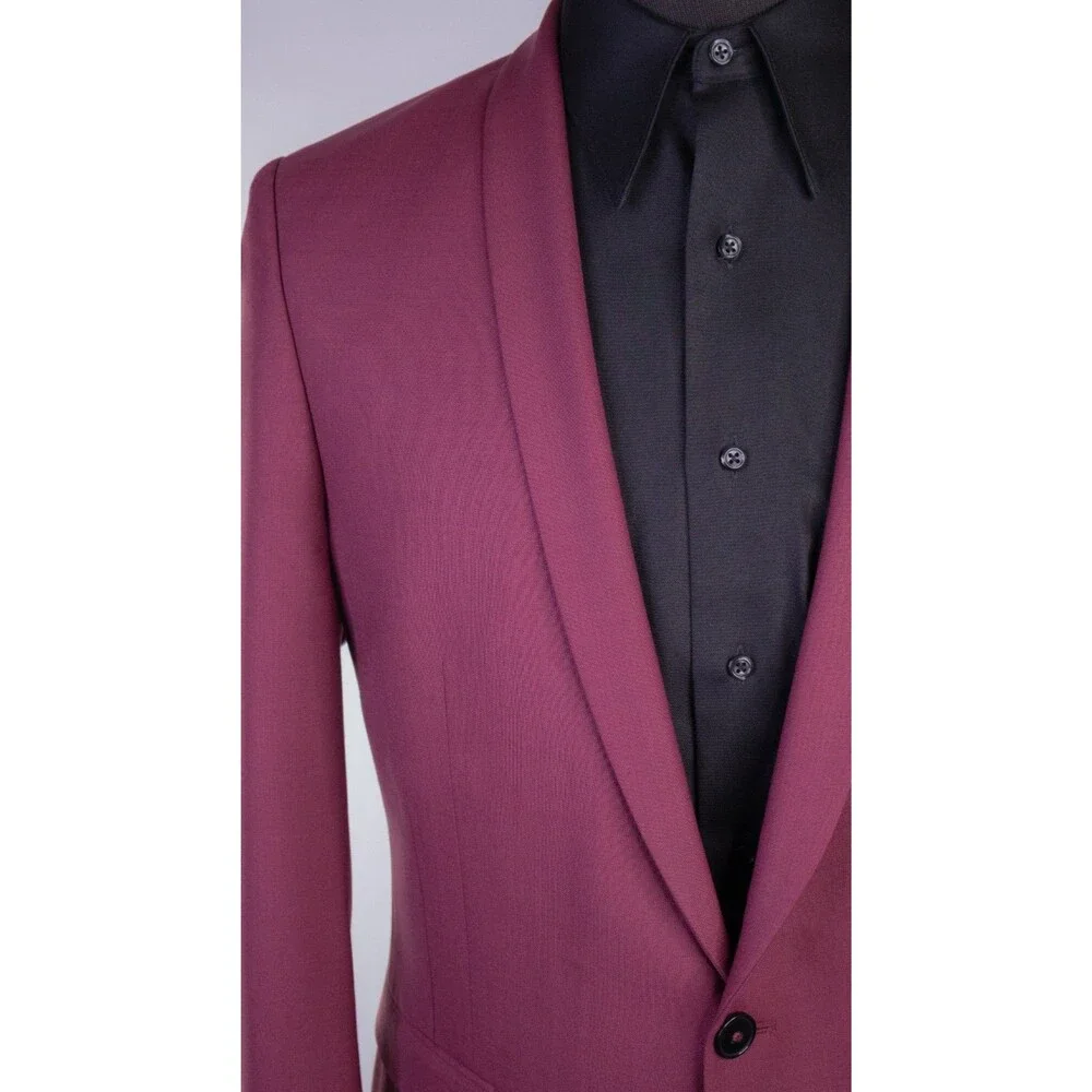Twisted Tailor X-SLIM Blazer Sport Coat 44R Solid Burgundy Wool Blend 2-Button